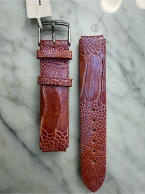 NWT Phillip Stein Ostrich Italy Watch Band RED BROWN purple pearl gradient 18mm
